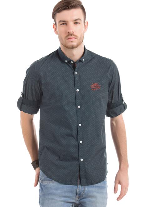 navy blue printed casual shirt - 18331921 - Very Small Image - 1