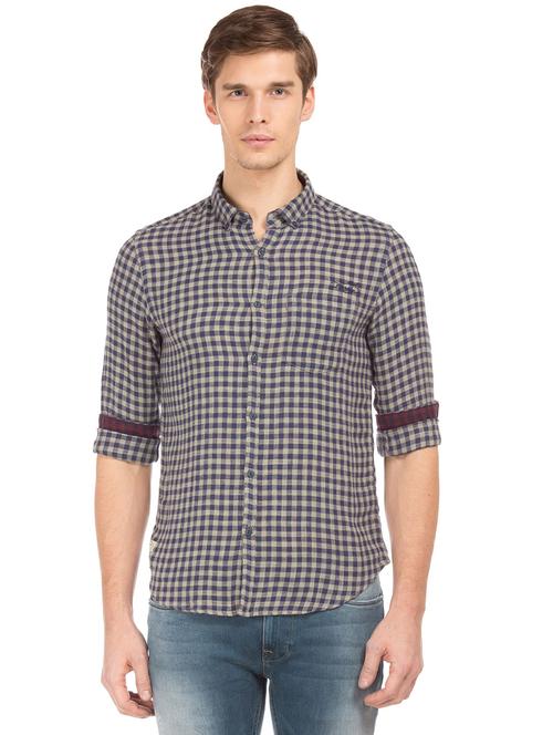 grey checkered casual shirt - 18331986 - Very Small Image - 1