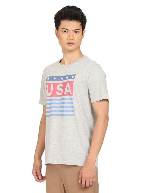grey front print t-shirt - 18332516 - Very Small Image - 1