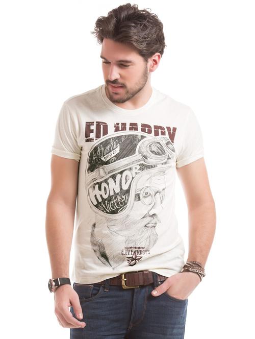 white front printed casual t-shirt - 18332580 - Very Small Image - 1