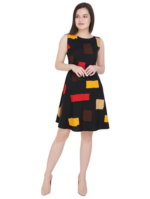 round neck printed a-line dress - 18332977 - Very Small Image - 1