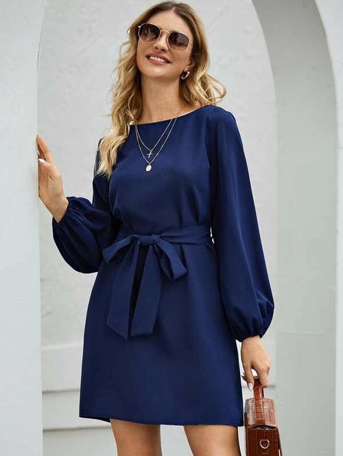 tie front solid a-line dress - 18332988 - Very Small Image - 1