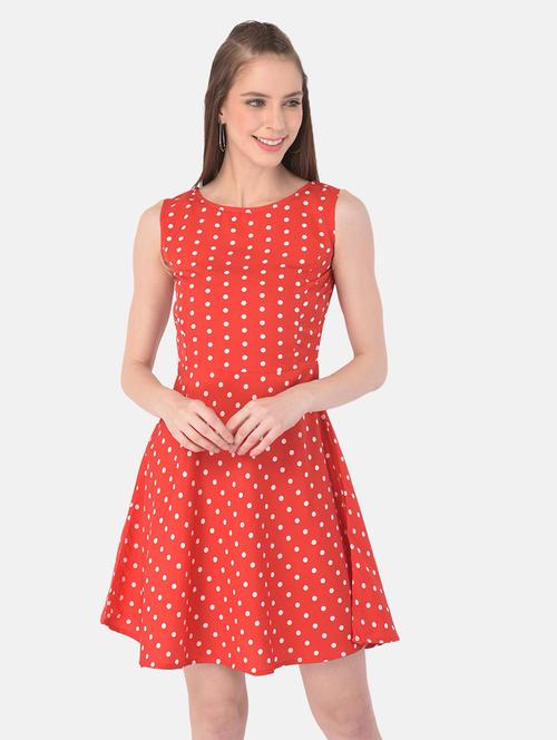 round neck polka dot a-line dress - 18332999 - Very Small Image - 1