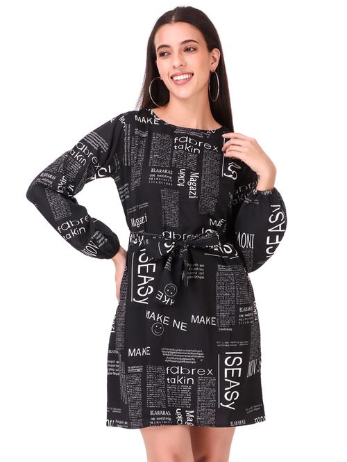 tie front printed a-line dress - 18333021 - Very Small Image - 1