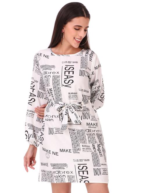 tie front printed a-line dress - 18333028 - Very Small Image - 1