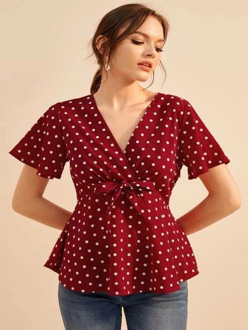 women's peplum v neck top - 18333072 - Very Small Image - 1