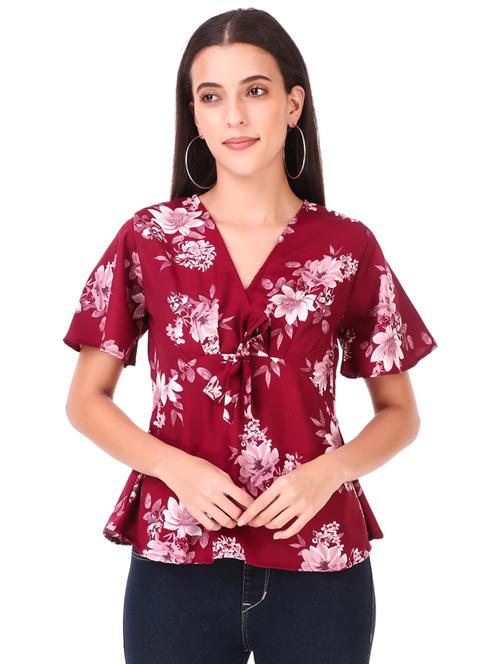 tie front floral top - 18333132 - Very Small Image - 1