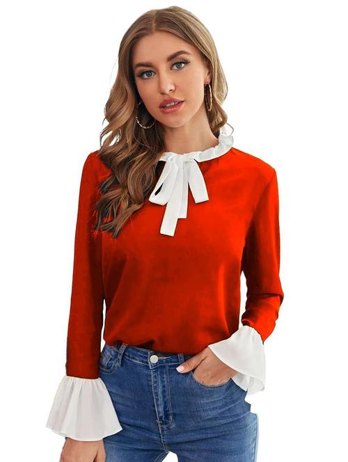 tie up neck color block top - 18333142 - Very Small Image - 1