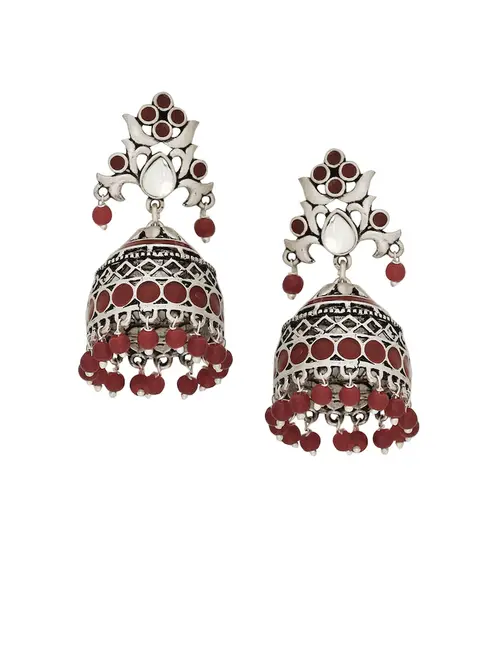ladies metal earrings silver color - 18333352 - Very Small Image - 1