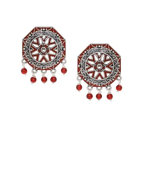 ladies metal earrings silver color - 18333353 - Very Small Image - 1