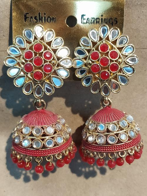 earrings for women red color - 18333614 - Very Small Image - 1