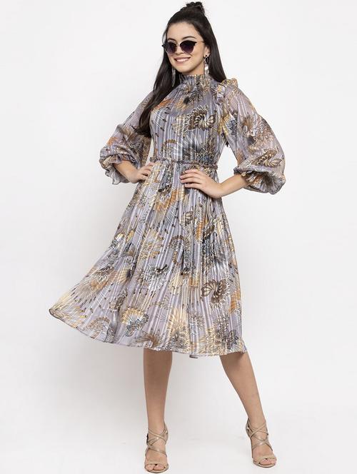 floral print fit & flare dress - 18333636 - Very Small Image - 1