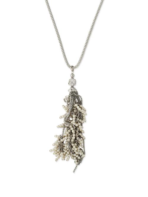 silver chain necklace with beaded pendant - 18334 - Very Small Image - 1