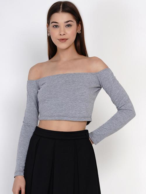 grey cotton jersey crop top - 18334073 - Very Small Image - 1