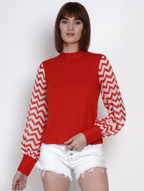 red cotton jersey regular top - 18334075 - Very Small Image - 1