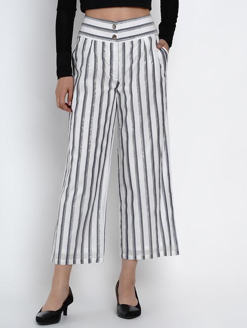 mid rise striped wide leg trouser - 18334214 - Very Small Image - 1