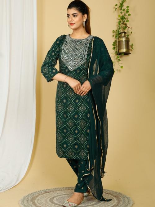 kurti pant with dupatta - 18334345 - Very Small Image - 1