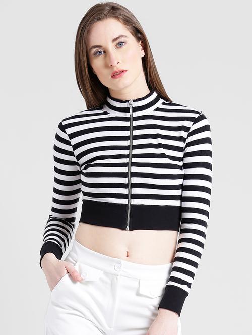 long sleeved striped crop top - 18334868 - Very Small Image - 1