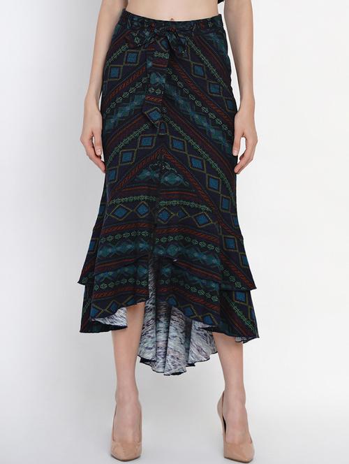 tie front printed asymmetric skirt - 18334875 - Very Small Image - 1