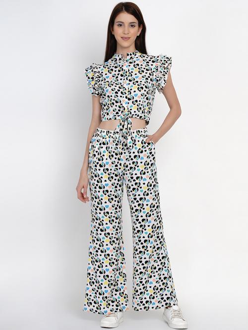 tie front printed top and trouser set - 18334986 - Very Small Image - 1