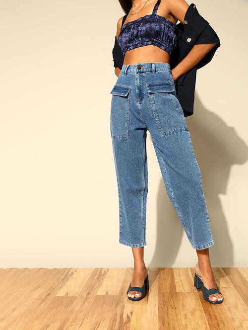 high rise stone washed denim jean - 18335173 - Very Small Image - 1
