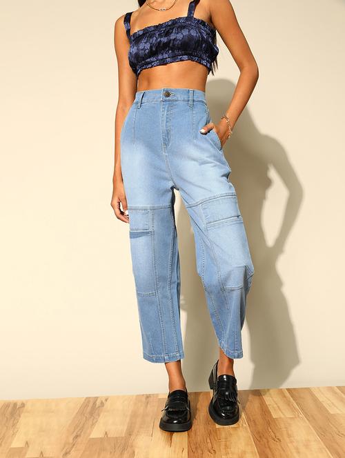 high rise stone washed denim jean - 18335186 - Very Small Image - 1