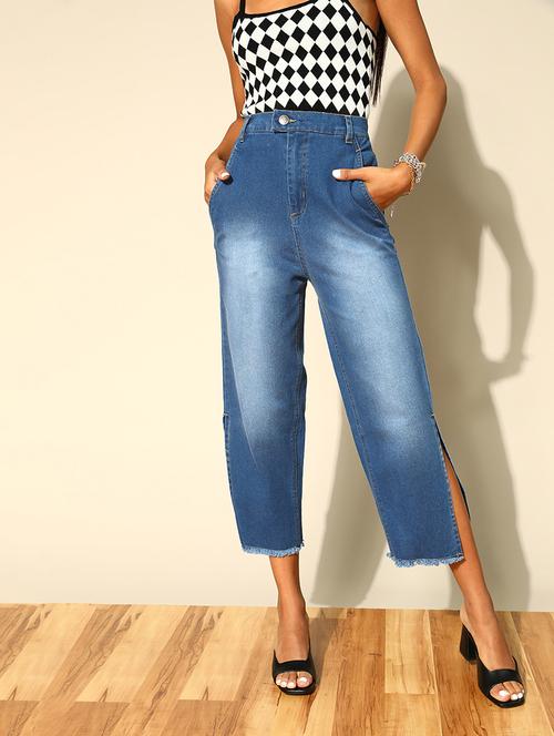 high rise stone washed denim jean - 18335190 - Very Small Image - 1