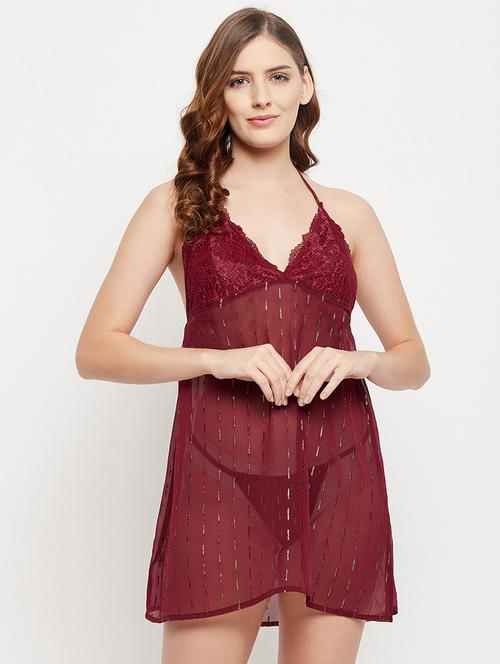 halter neck solid babydoll - 18335216 - Very Small Image - 1