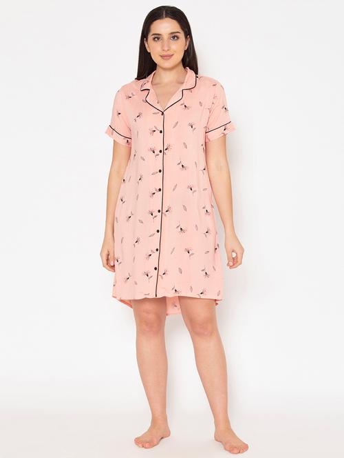 lapel neck printed sleepshirt - 18335239 - Very Small Image - 1