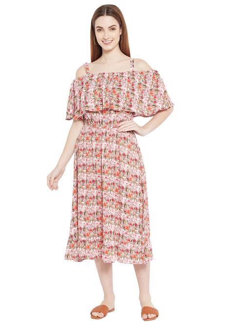 cold shoulder printed a-line dress - 18335369 - Very Small Image - 1