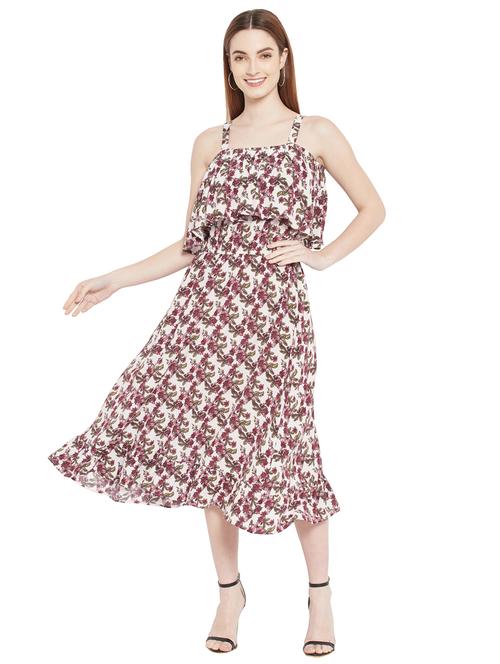 square neck printed a-line dress - 18335370 - Very Small Image - 1
