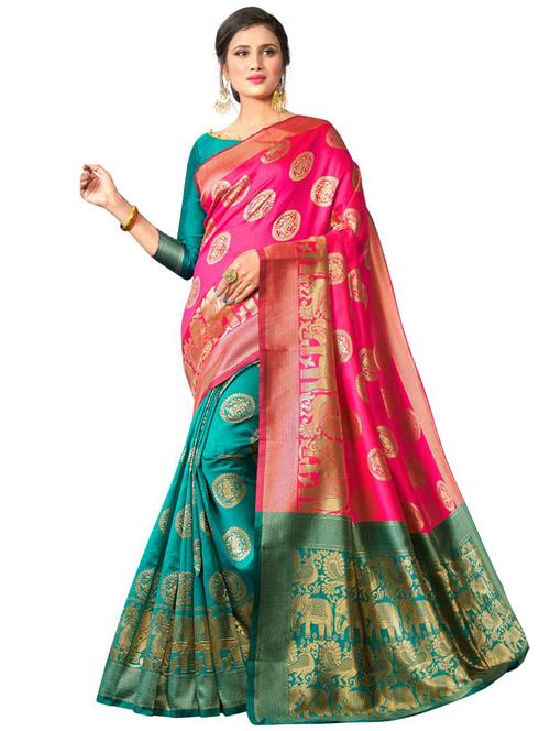 jacquard work banarasi saree with blouse - 18335710 - Very Small Image - 1