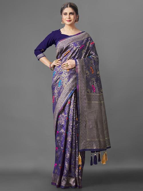 jacquard work banarasi saree with blouse - 18335774 - Very Small Image - 1