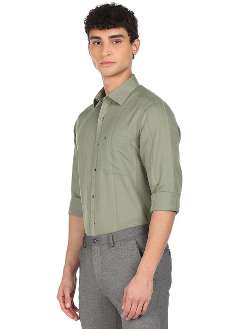 olive-green striped formal shirt - 18336186 - Very Small Image - 1