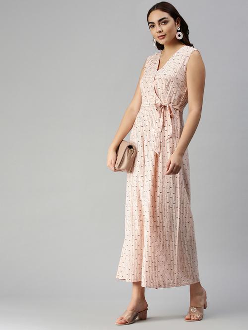 tie front printed full leg jumpsuit - 18336957 - Very Small Image - 1