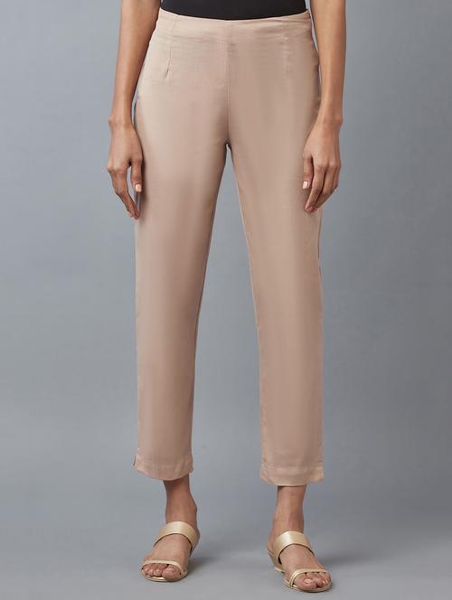 beige solid straight pant - 18336985 - Very Small Image - 1