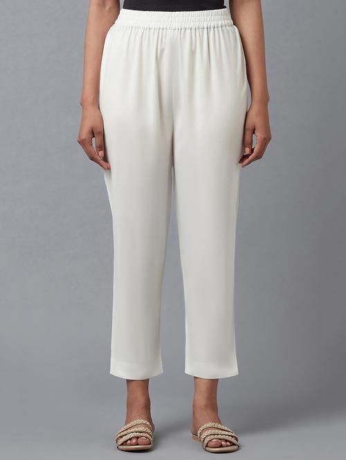 white solid straight pant - 18337005 - Very Small Image - 1