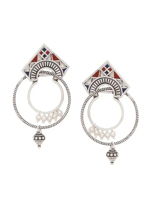 ladies silver plated earrings - 18337035 - Very Small Image - 1
