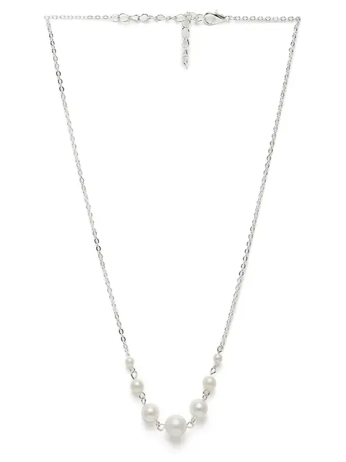 ladies silver plated necklace silver color - 18337042 - Very Small Image - 1