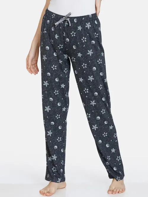 ladies cotton printed tapered pants grey - 18337068 - Very Small Image - 1