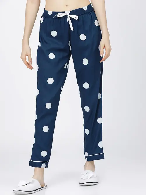 ladies rayon tapered pants blue color - 18337128 - Very Small Image - 1