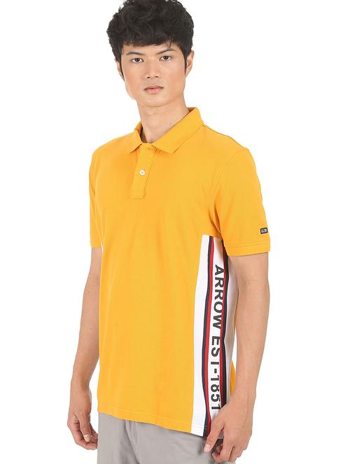 yellow printed polo t-shirt - 18337837 - Very Small Image - 1