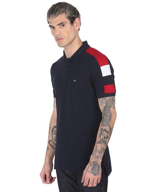 navy blue printed polo t-shirt - 18337838 - Very Small Image - 1