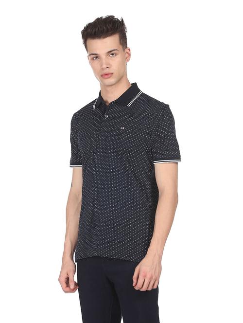 navy-blue printed polo t-shirt - 18337842 - Very Small Image - 1