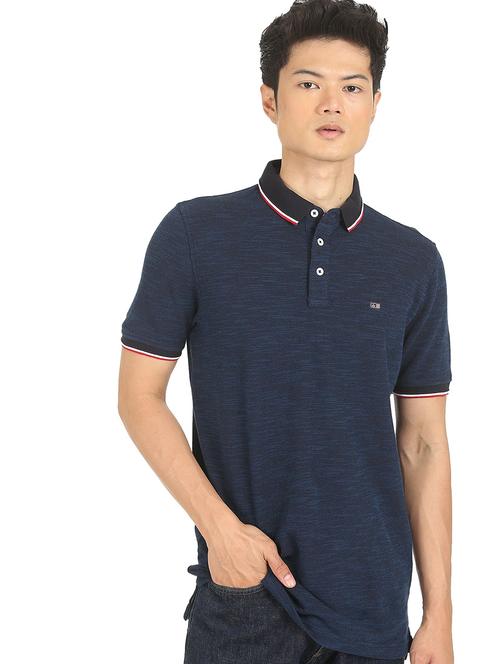 blue solid polo t-shirt - 18337968 - Very Small Image - 1