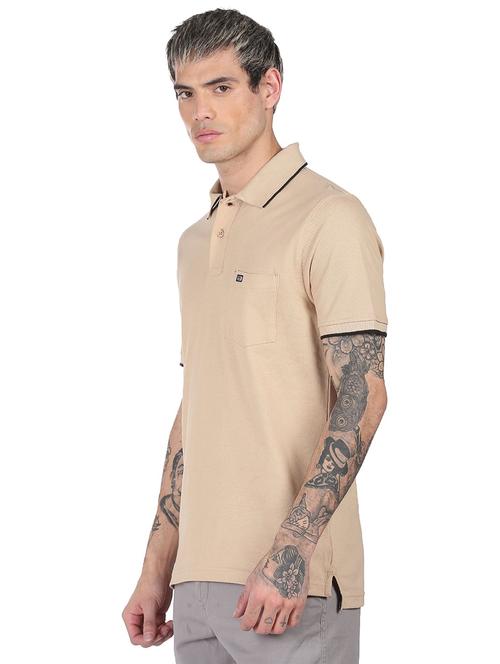 beige solid polo t-shirt - 18338041 - Very Small Image - 1