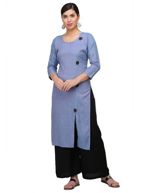 solid straight kurta - 18338250 - Very Small Image - 1