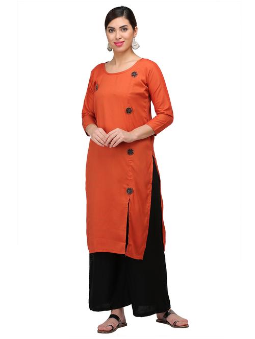 solid straight kurta - 18338258 - Very Small Image - 1