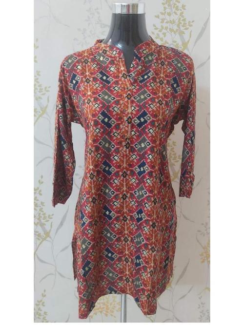 ladies cotton printed short kurti red - 18338486 - Very Small Image - 1