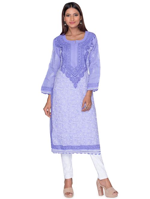 chikankari straight kurta - 18338620 - Very Small Image - 1